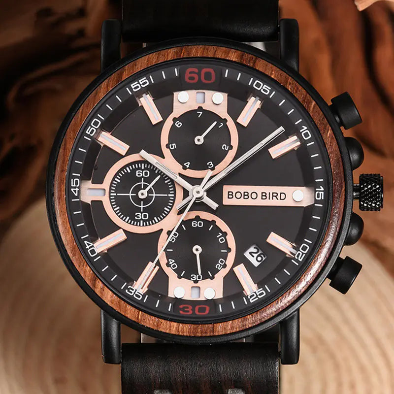 BOBO BIRD Wooden Quartz Watch with Miyota Movement