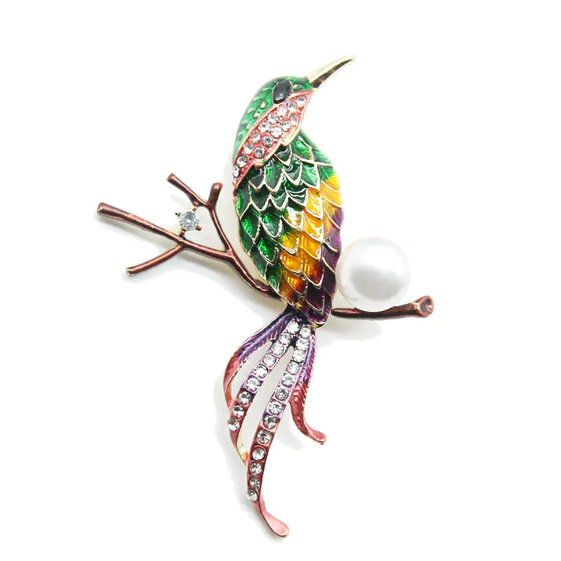 Fashionable Cute Flower and Bird Brooch in Alloy