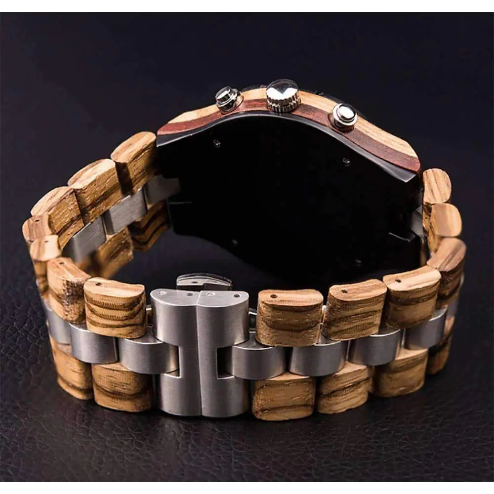 BOBO BIRD Quartz Wood Watch with Three Dials