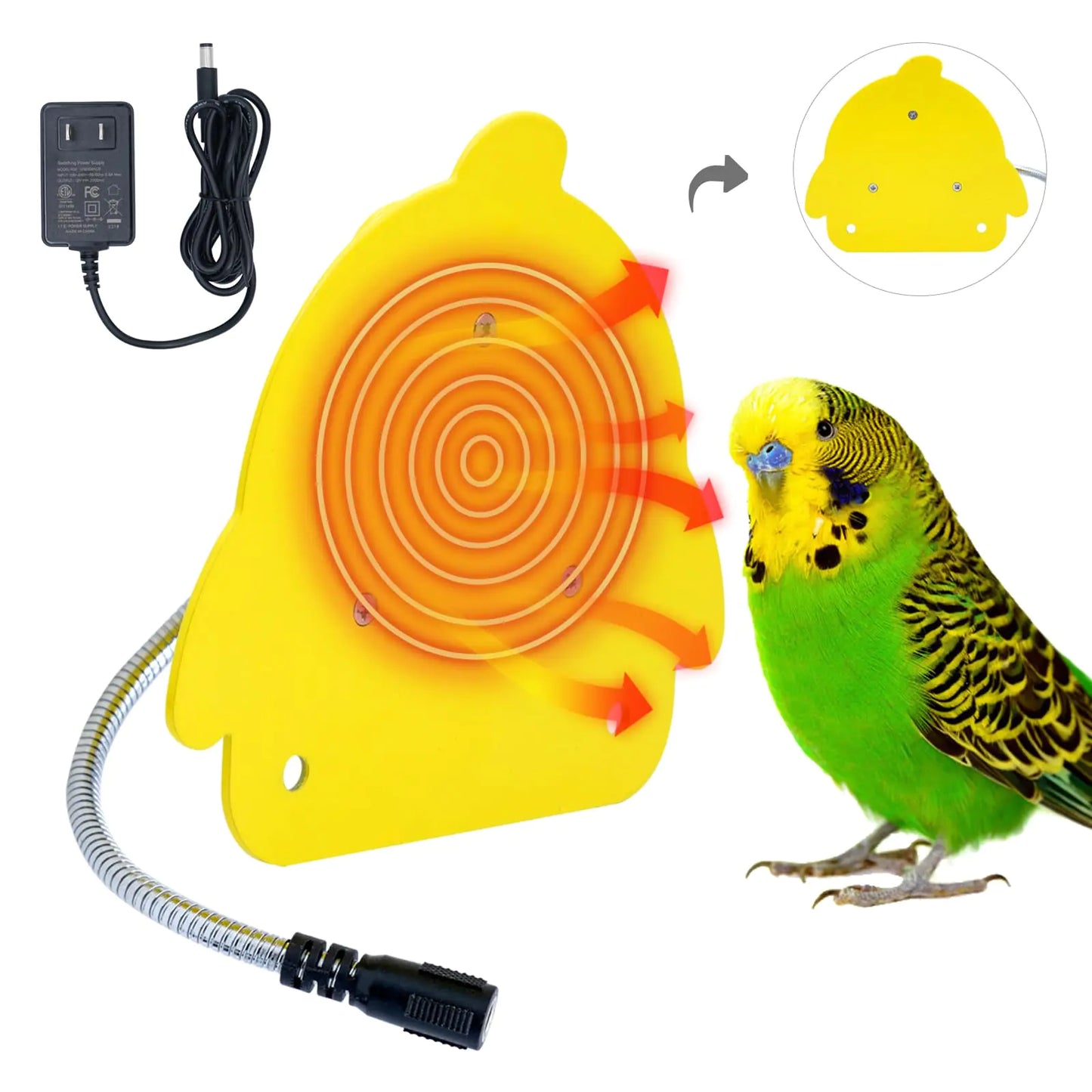 Bird Cage Heater for Parakeets Bird Heater Snuggle Up Heated Pad Bird Warmer for Parrot Parakeets Conure Bird Cage Heater Warm Bird Perch Stand Birds Cage Accessories and Supplies (Yellow)