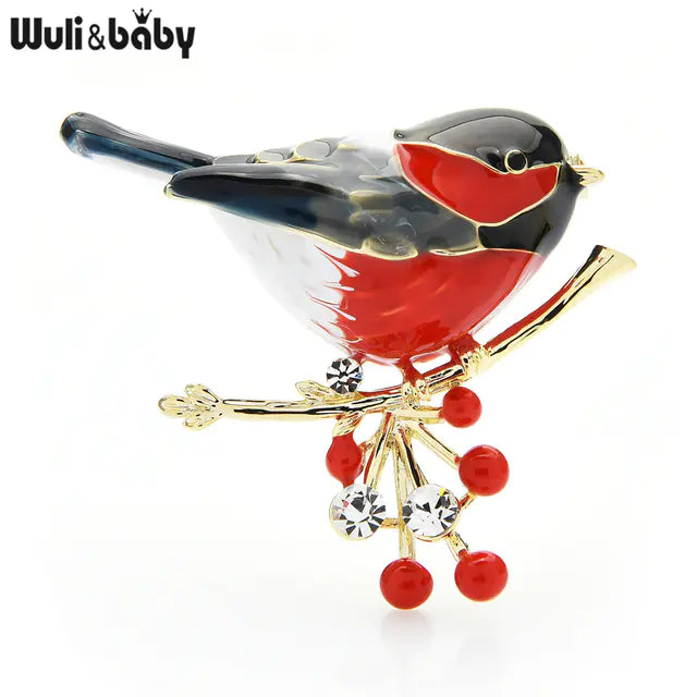 Colorful Cherry Bird Brooch - Trendy Animal Jewelry