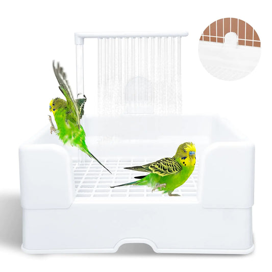 LUKHMELF Bird Bath for CageParrot BathAutomatic Water Cycle Bird ShowerElectric Hanging Bird BathtubBird Cage Accessories for LovebirdsFinchesParakeetsBudgies