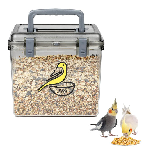 Bird Seed Storage Container|Clear Bird Seed Container7Ib|Indestructible Bird Seed Storage Container|Bird Seed Holder with Handle|for Wild Bird Seed Hermetically Or Mealworms Storage Outdoor Feeding